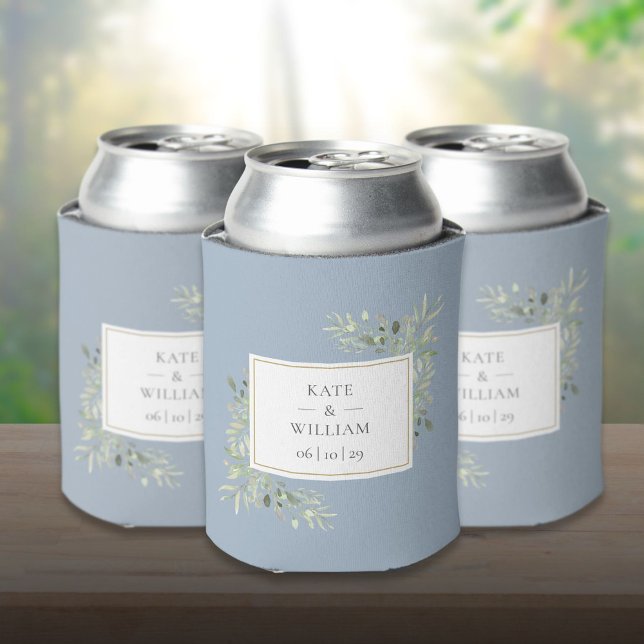 Rafraîchisseur Pour Canette Dusty Blue Greenery Foliage Mariage (Dusty Blue Greenery Foliage Wedding Can Cooler)