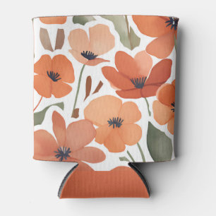 Rafraîchisseur Pour Canette Eclectique aquarelle Floral Terracotta Fleur sauva