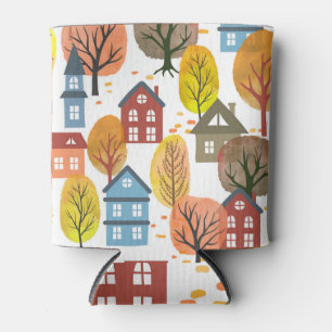 Rafraîchisseur Pour Canette Elégance d'automne : Aquarelle Ville et arbres