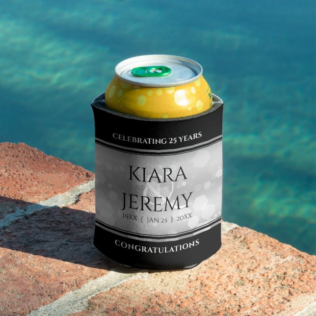 Rafraîchisseur Pour Canette Élégant 25e anniversaire de Mariage d'argent (Piscine in situ)