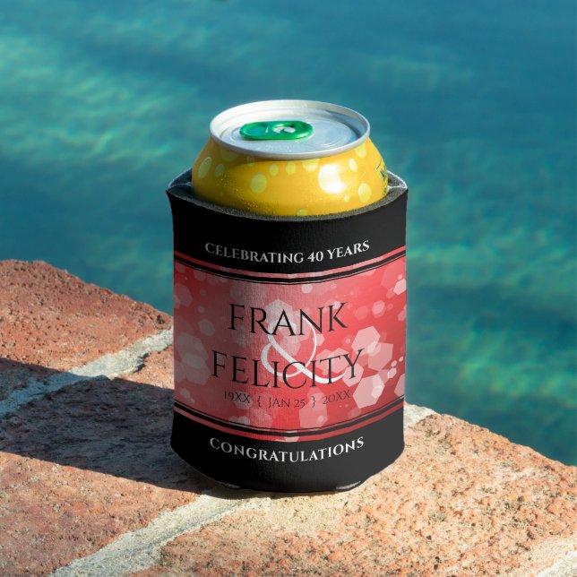 Rafraîchisseur Pour Canette Élégant 40ème 80ème anniversaire de Ruby Mariage (Piscine in situ)