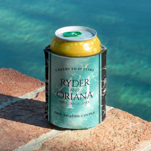 Rafraîchisseur Pour Canette Élégant 44ème anniversaire de Mariage turquoise (Piscine in situ)