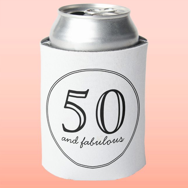 Rafraîchisseur Pour Canette Elégant 50 et fabuleuse typographie Anniversaire (Fifty and fabulous can cooler)
