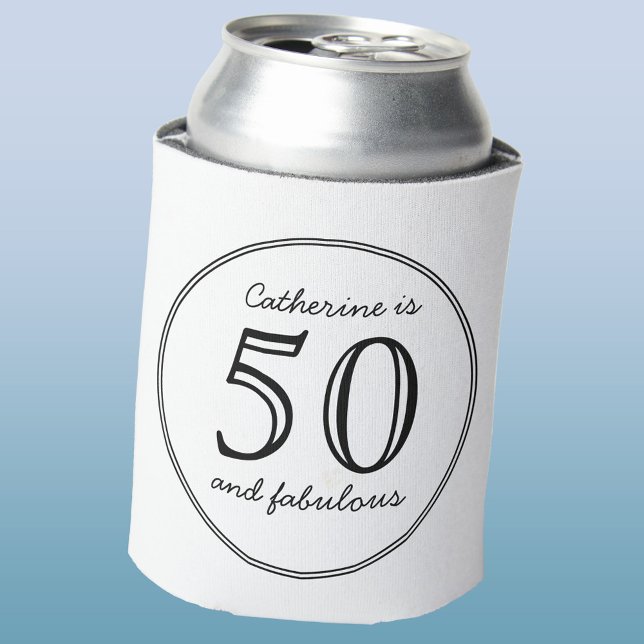 Rafraîchisseur Pour Canette Elégant 50 et Fabuleux nom Anniversaire (Fifty 50 and fabulous personalized name birthday can cooler)