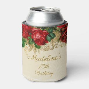 Rafraîchisseur Pour Canette Élégant Anniversaire 75 Ans Toute Âge Rose Rouge V