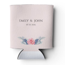 Elegant Blush Pink Dusty Blue Floral wedding Can c