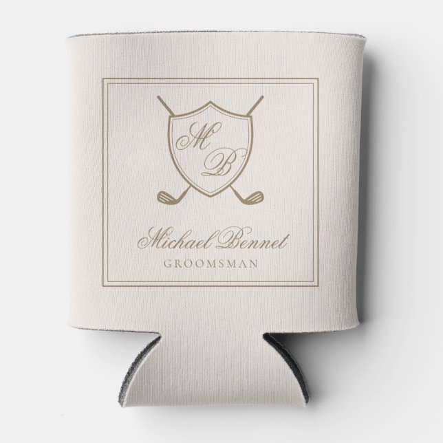 Rafraîchisseur Pour Canette Élégant Classic Crest Monogram Mariage de golf (Devant)
