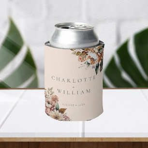 Rafraîchisseur Pour Canette Elégant Crème Automne Aquarelle Fleurs Mariage