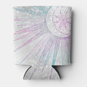 Rafraîchisseur Pour Canette Élégant design en argent de Sun Moon Mandala