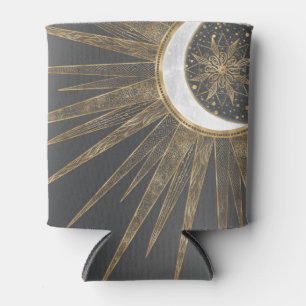 Rafraîchisseur Pour Canette Elegant Gold Doodles Sun Moon Mandala Design