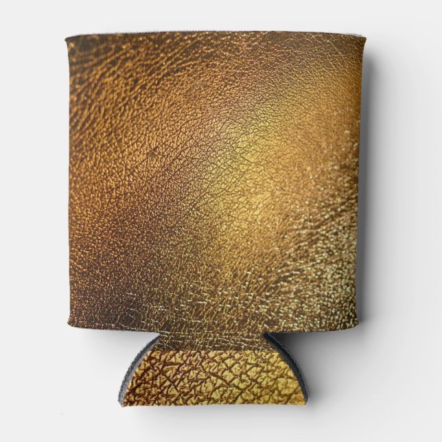 Rafraîchisseur Pour Canette Elégant Golden Glossy Leather Texture (Devant)