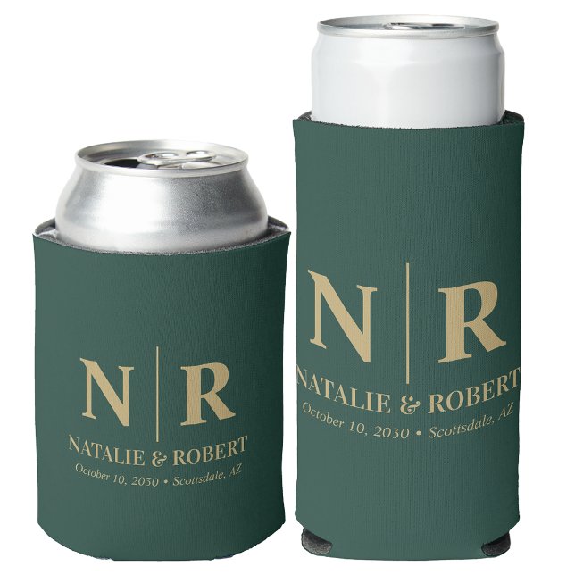 Rafraîchisseur Pour Canette Élégant Mariage Monogramme Mariage Initiales de la (Créateur téléchargé)