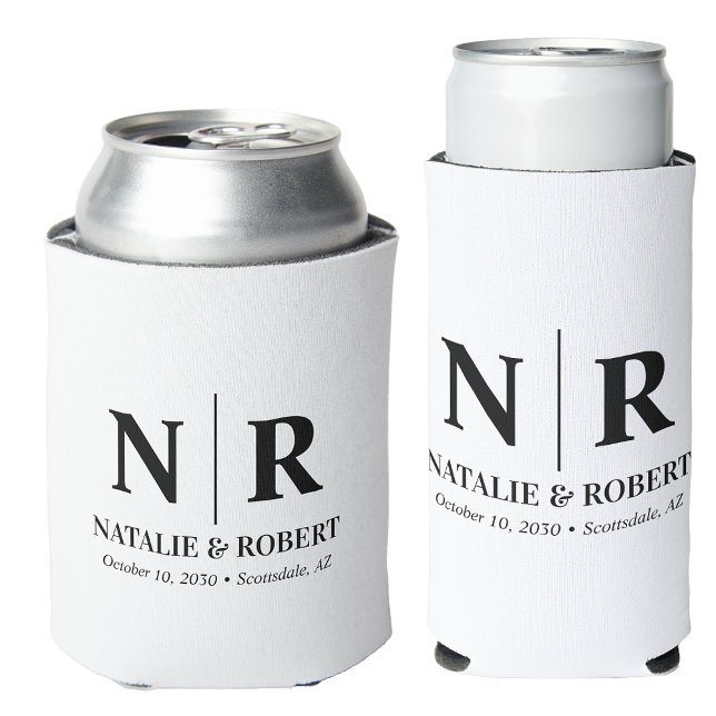 Rafraîchisseur Pour Canette Élégant Mariage Monogramme Mariage Initiales de la (Créateur téléchargé)