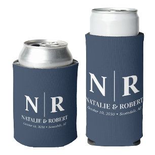Rafraîchisseur Pour Canette Élégant Mariage Monogramme Mariage Initiales de la