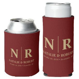 Rafraîchisseur Pour Canette Élégant Mariage Monogramme Mariage Initiales de la