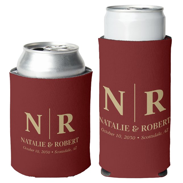 Rafraîchisseur Pour Canette Élégant Mariage Monogramme Mariage Initiales de la (Créateur téléchargé)