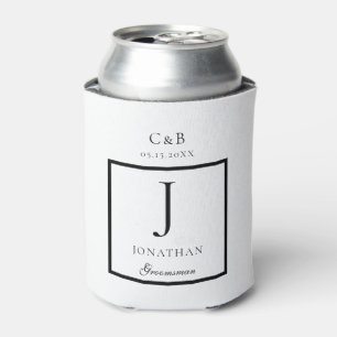 Rafraîchisseur Pour Canette Élégant minimaliste Groomsman script Monogramme