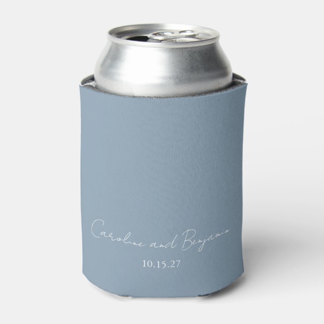 Rafraîchisseur Pour Canette Elégant minimaliste personnalisé Mariage Dusty Blu (Can devant)