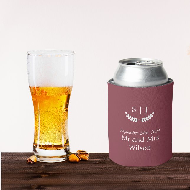 Rafraîchisseur Pour Canette Élégant Monogramme Rouge foncé Bijou Mariage de to (Créateur téléchargé)