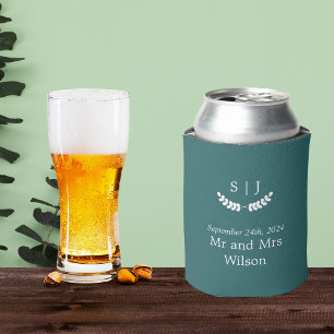 Rafraîchisseur Pour Canette Élégant Monogramme vert Bijou Mariage de ton