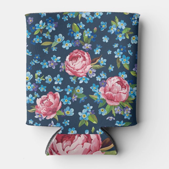 Rafraîchisseur Pour Canette Élégant Pink Peonies Arrière - plan rétro (Devant)