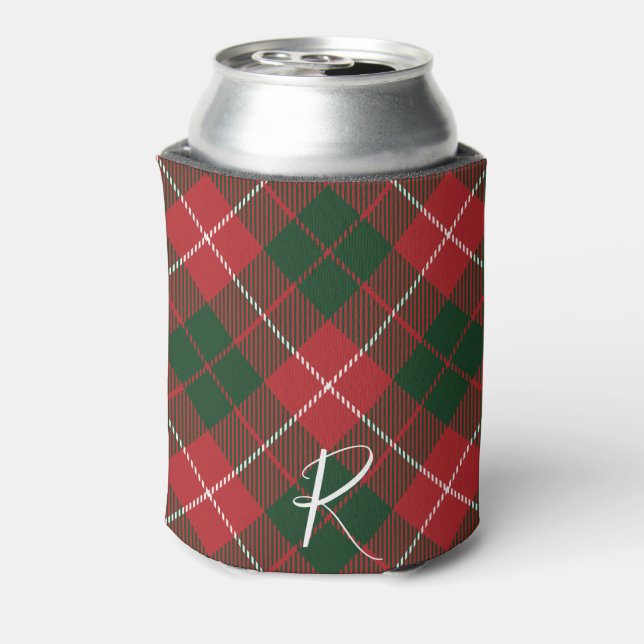 Rafraîchisseur Pour Canette Elegant Plaid Red Green Tartan Monogram Custom (Can Dos)