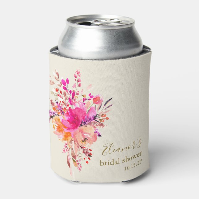 Rafraîchisseur Pour Canette Élégant rose chaud floral personnalisé Shower de m (Can devant)