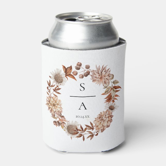 Rafraîchisseur Pour Canette Elégante aquarelle Burnt Orange Floral Mariage (Can devant)