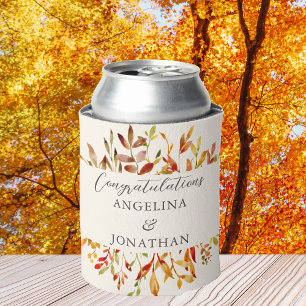 Rafraîchisseur Pour Canette Elégante aquarelle Feuilles Automne Mariage Person
