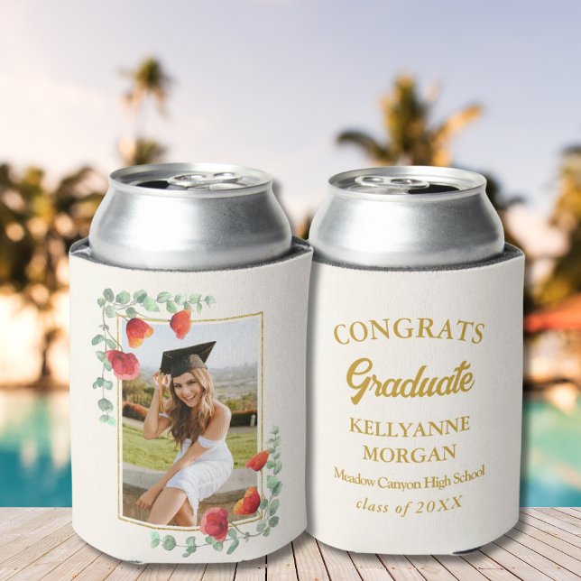 Rafraîchisseur Pour Canette Elégante aquarelle Floral Graduation Pool Party (Elegant Watercolor Floral Graduation Pool Party Can Cooler)