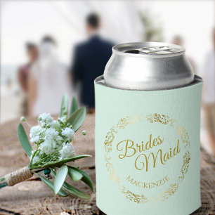 Rafraîchisseur Pour Canette Elégante dentelle or sur Mint Green Bridesmaid Mar