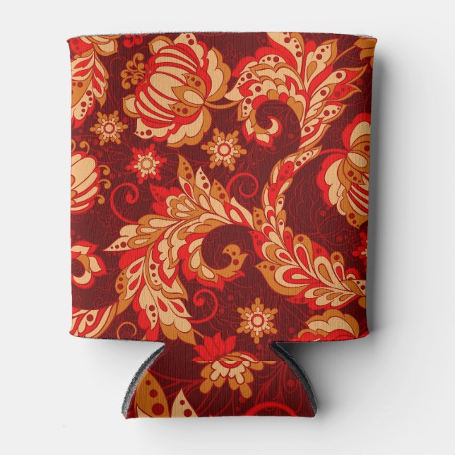Rafraîchisseur Pour Canette Elégante Fleurs Ethniques Motif sans couture (Devant)