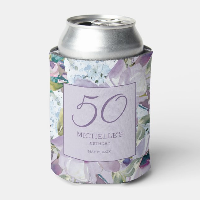 Rafraîchisseur Pour Canette Elégante Lilac Purple Floral Verdure 50e Anniversa (Can devant)
