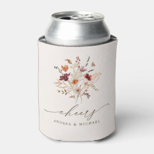 Rafraîchisseur Pour Canette Élégante Mariage Fleur Sauvage Aquarelle Cheers
