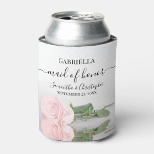 Rafraîchisseur Pour Canette Élégante rose rose blanche de rose de rose femme d