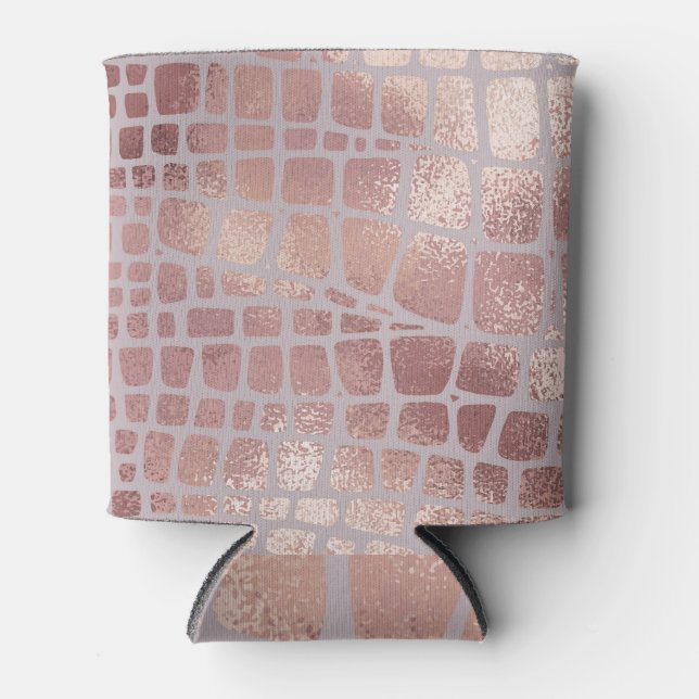 Rafraîchisseur Pour Canette Élégante texture Rose de serpent d'or (Devant)