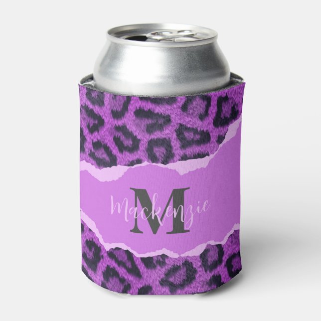 Rafraîchisseur Pour Canette Empreinte de léopard violet (Can devant)