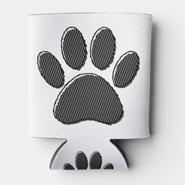 Rafraîchisseur Pour Canette Empreinte de patte de chiot rayée noir et blanc (Devant)