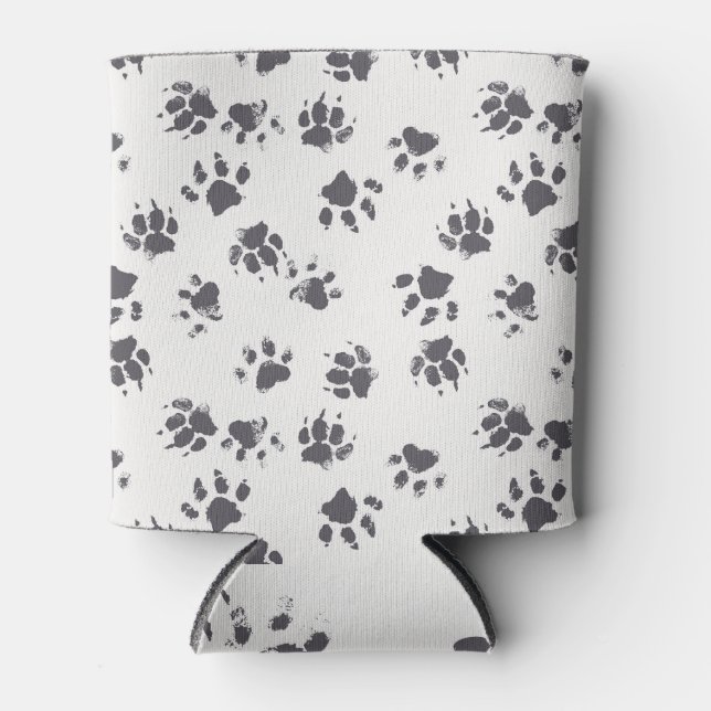 Rafraîchisseur Pour Canette Empreintes Paw : Chien Monochrome Sans Seamless. (Devant)