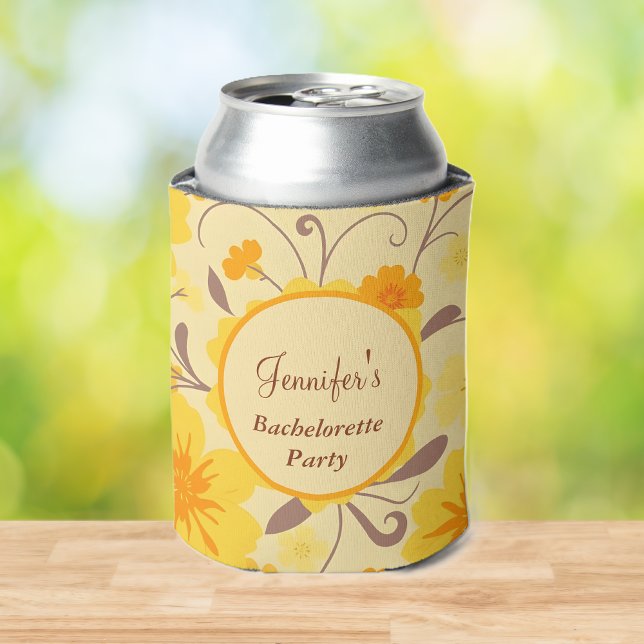 Rafraîchisseur Pour Canette Enterrement de Vie de Jeune Fille-Fleurs Rétro Sol (Bachelorette Party-Retro Sunshine Floral- Can Cooler )