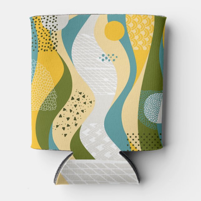 Rafraîchisseur Pour Canette Espace Abstrait : Ornements en ligne lisse. (Devant)