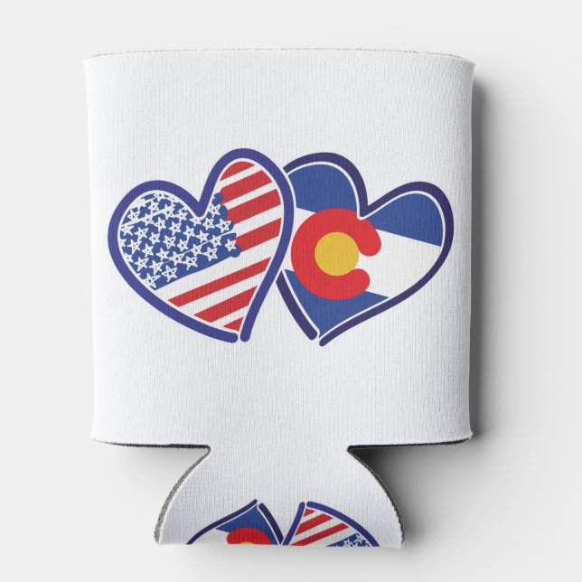 Rafraîchisseur Pour Canette États-Unis-Colorado-Coeurs-Drapeaux (Dos)