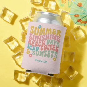 Rafraîchisseur Pour Canette Été Super Rétro Monogramme rose Nom Bagage