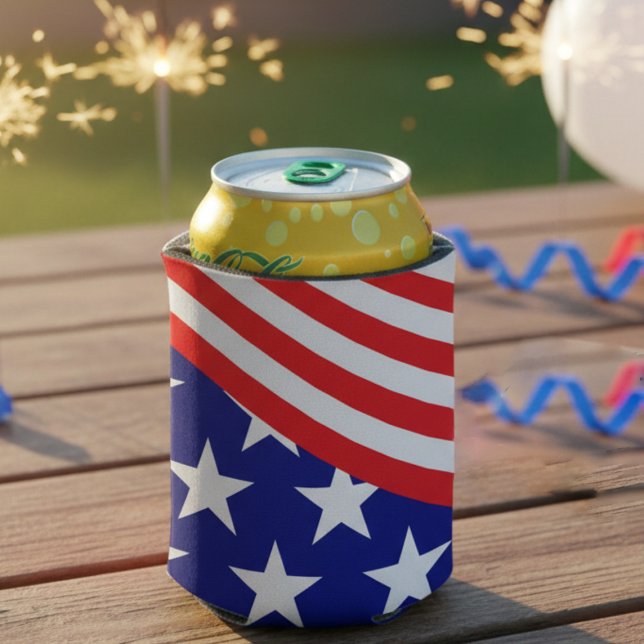 Rafraîchisseur Pour Canette Étoiles patriotiques rayures Rouge Bleu Bleu Pâte  (Keep your drinks ice-cold and show your American pride this Independence Day. Perfect for BBQs)