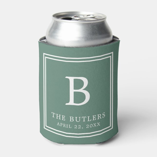 Rafraîchisseur Pour Canette Eucalyptus Green Monogram Mariage Can Cooler (Can devant)
