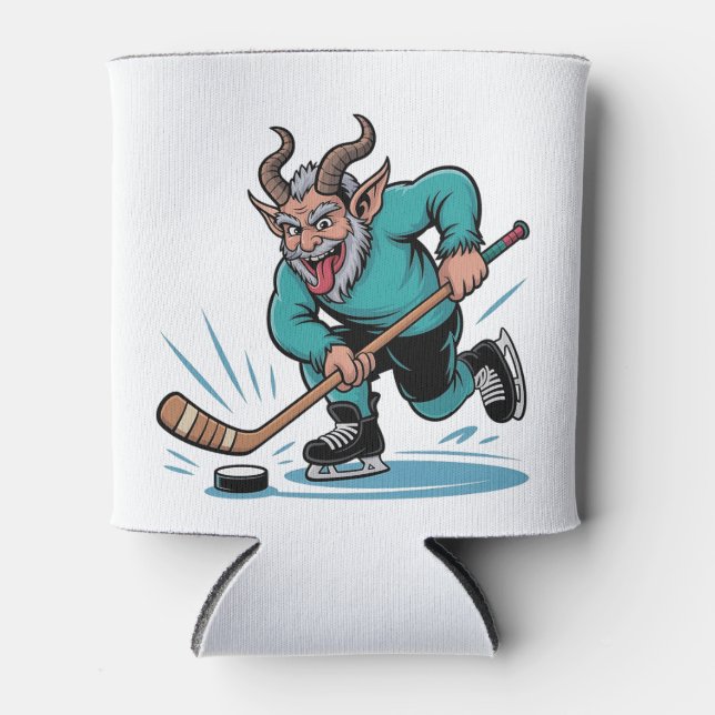 Rafraîchisseur Pour Canette Evil Krampus Jouer Hockey sur glace Sport de Noël (Devant)