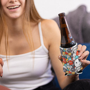 Rafraîchisseur Pour Canette Face du monstre à doodle multicolore