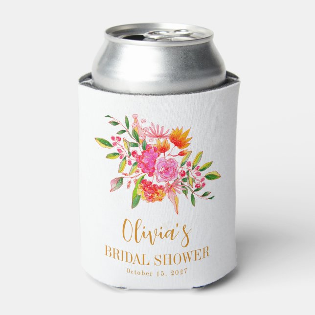 Rafraîchisseur Pour Canette Faire-part de mariage personnalisé floral rose ora (Can devant)
