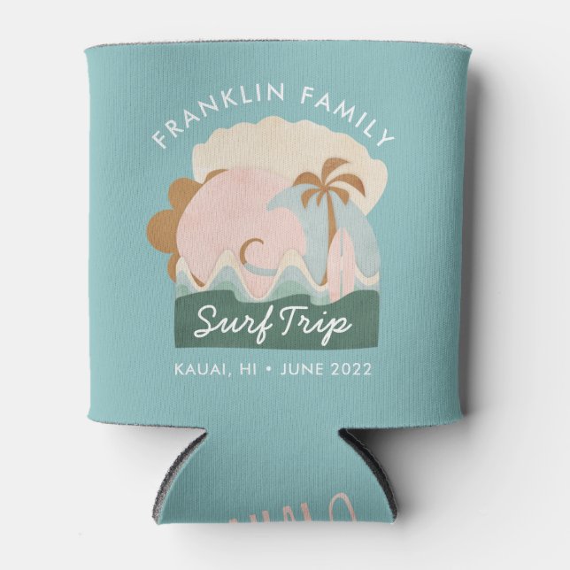 Rafraîchisseur Pour Canette Famille de l'île personnalisée Surf de voyage bout (Devant)
