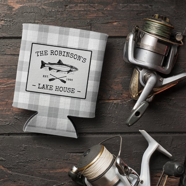 Rafraîchisseur Pour Canette Family Lake House Oars Poisson Russe Blanc Plaid (Créateur téléchargé)
